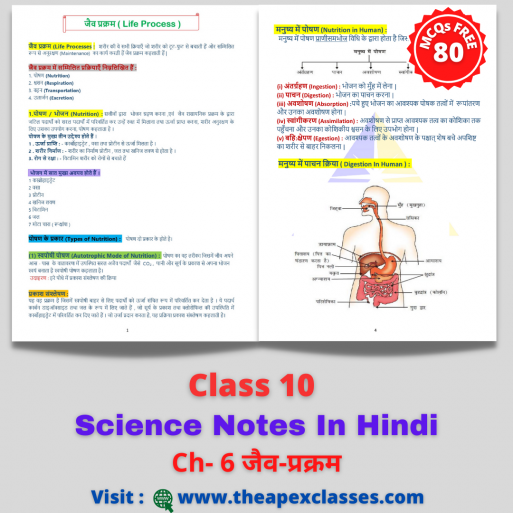 Class 10 Science Chapter- 6 Notes In Hindi जैव प्रक्रम