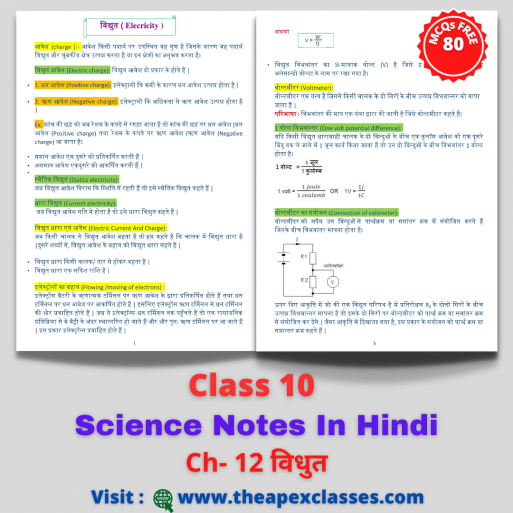 Class 10 Science Chapter-12 Notes In Hindi विद्युत