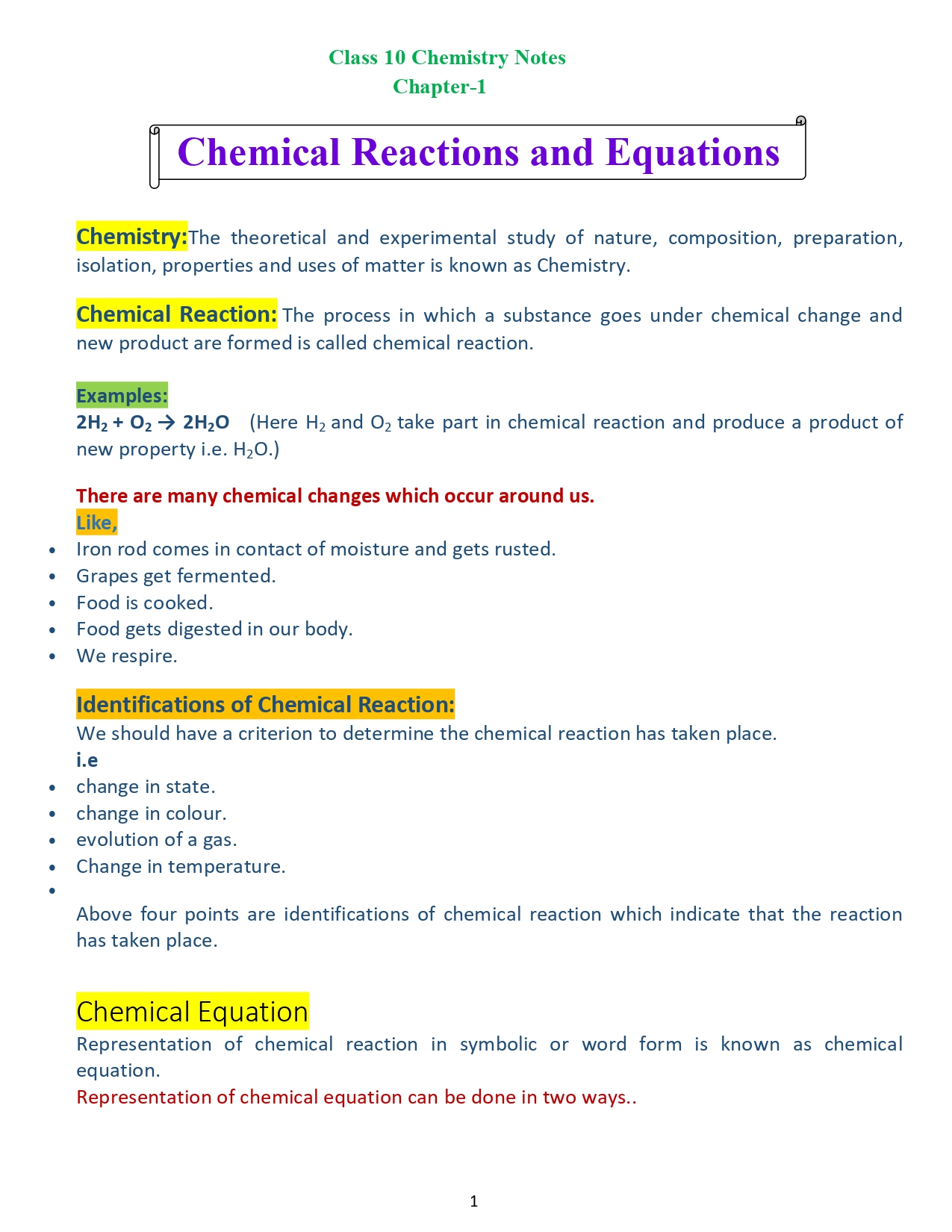 assignment of chemistry class 10