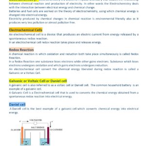 Class 12 Chemistry Notes for Chapter-3 Electrochemistry