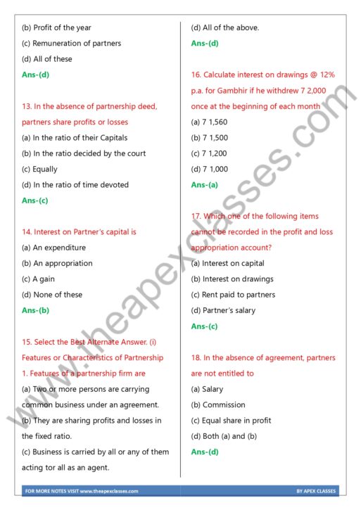 Class 12 Accountancy All Chapter MCQs In English PDF - Image 2