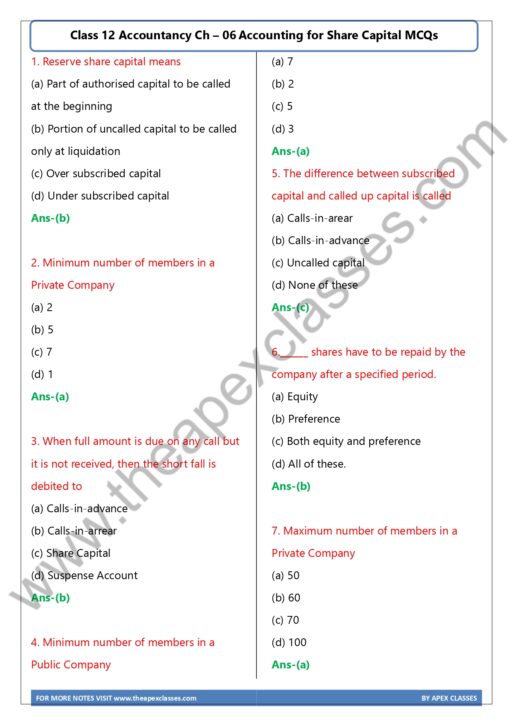 Class 12 Accountancy All Chapter MCQs In English PDF - Image 4