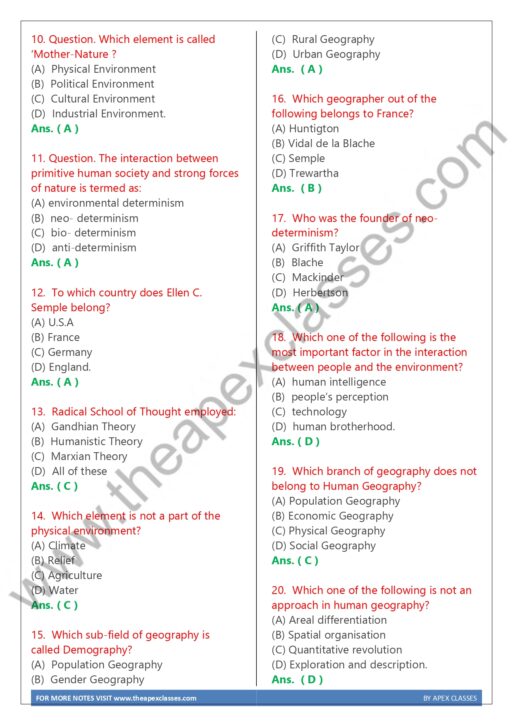 Class 12 Geography MCQs pdf in English - Image 2