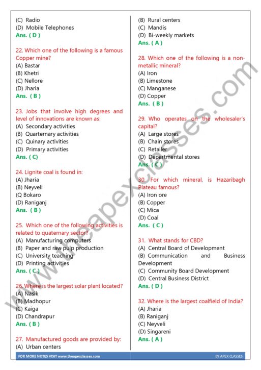 Class 12 Geography MCQs pdf in English - Image 5