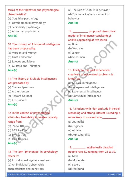 NCERT Class 12 Psychology MCQs all Chapters in English PDF - Image 2