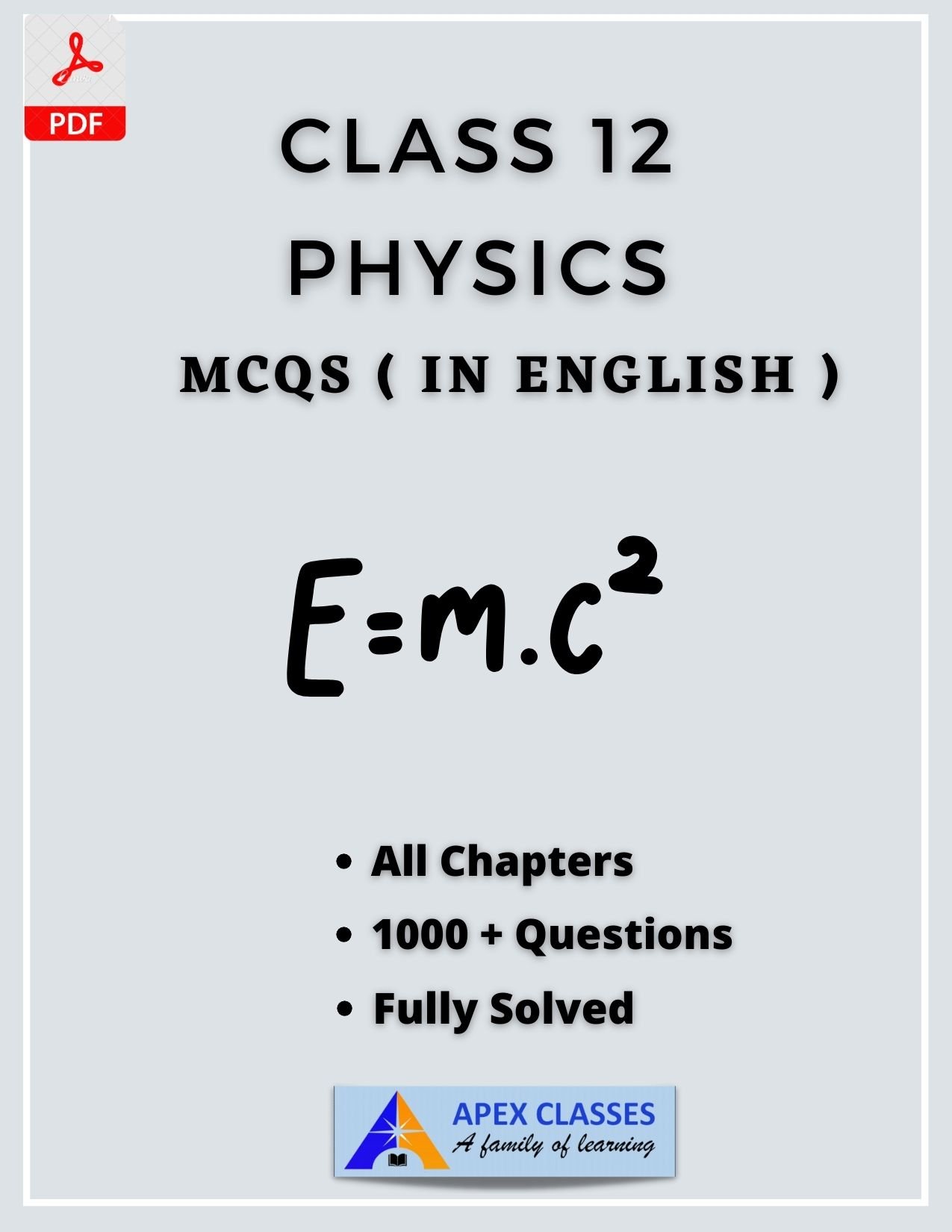 Class 12 Physics MCQs In English PDF
