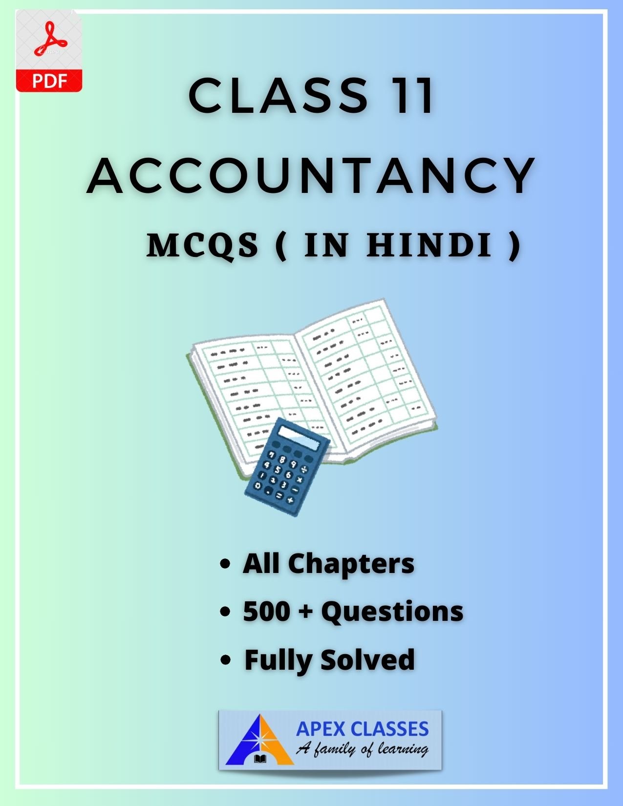 Class 11 Accountancy MCQs In Hindi PDF