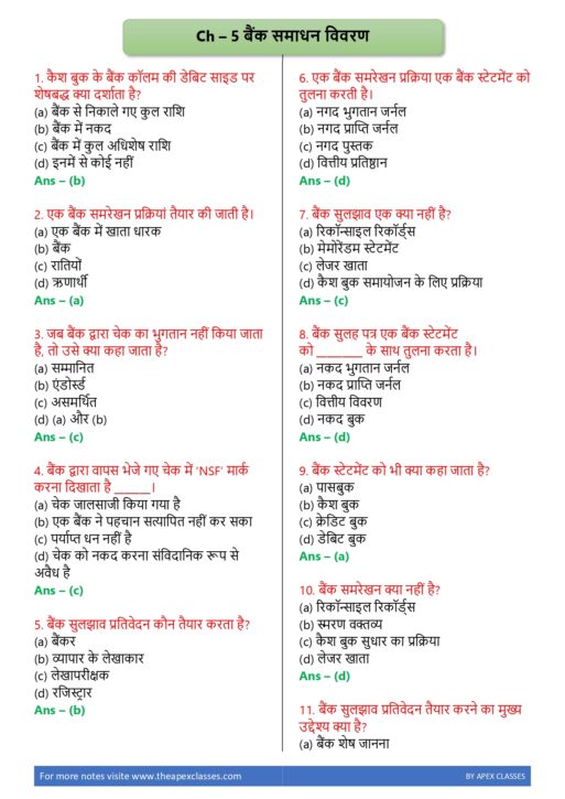 Class 11 Accountancy MCQs In Hindi PDF - Image 3