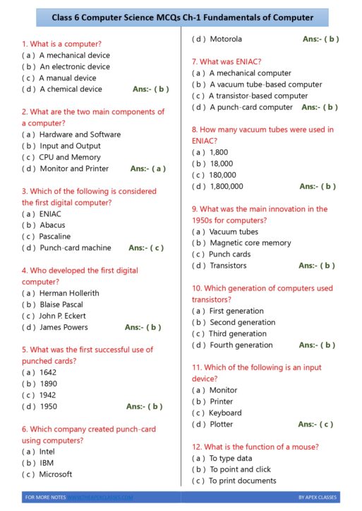 Class 6 Computer Science MCQs In English PDF - Image 4