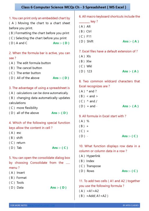 Class 6 Computer Science MCQs In English PDF - Image 3