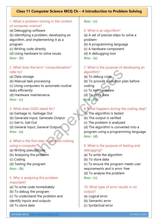 Class 11 Computer Science MCQs In English PDF - Image 5