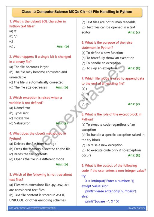 Class 12 Computer Science MCQs In English PDF - Image 3